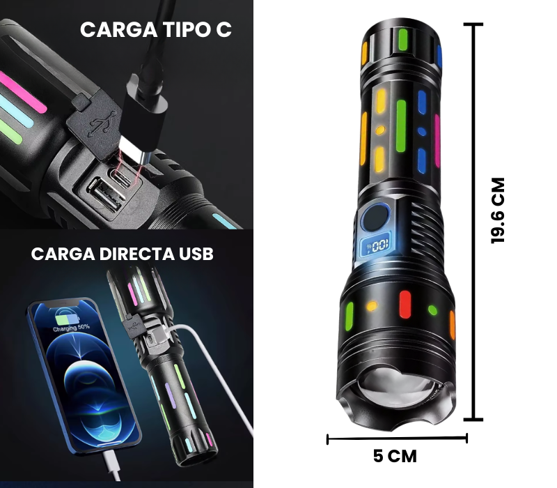 Linterna táctica de largo alcance